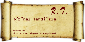 Rónai Terézia névjegykártya